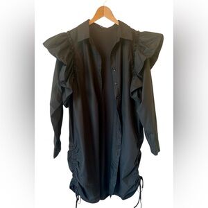 Wowo Whimsygoth Dress Contemporary Collared Shirt  Mini Black Cinched 1X